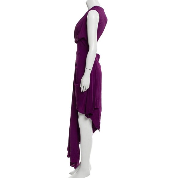 Auc NWT Off-White "Floral Print Here" Asymmetric Crepe De Chine Dress - Picture 9 of 17